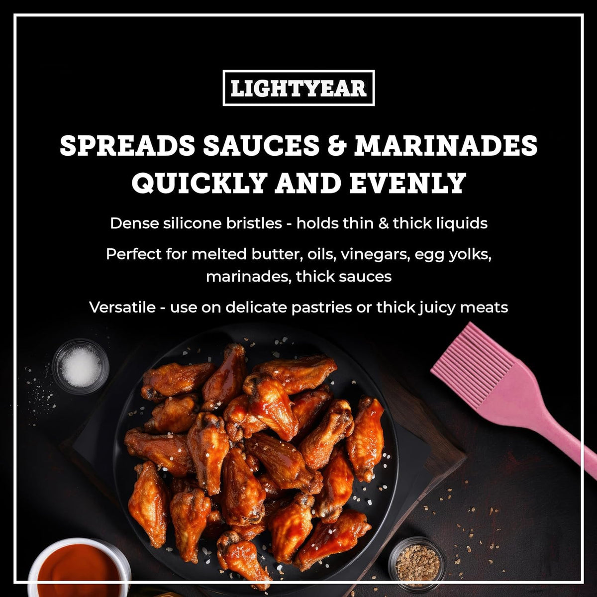 Lightyear hygienic silicone resists odors and bacteria for clean cooking.
