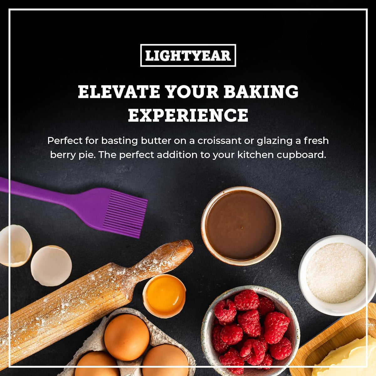 Lightyear silicone bristles close-up show dense, stain-resistant performance for sauces.