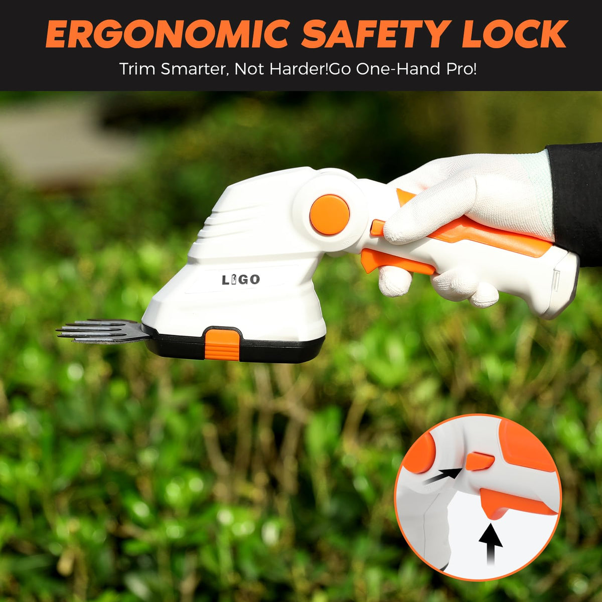LIGO safety lock feature prevents accidental starts during use.