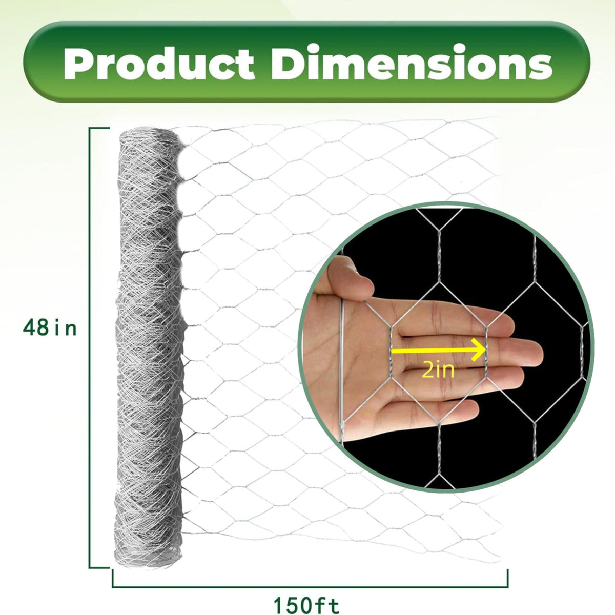 LiGuVCY chicken wire fencing for 48x150 ft enclosures, easy to install.
