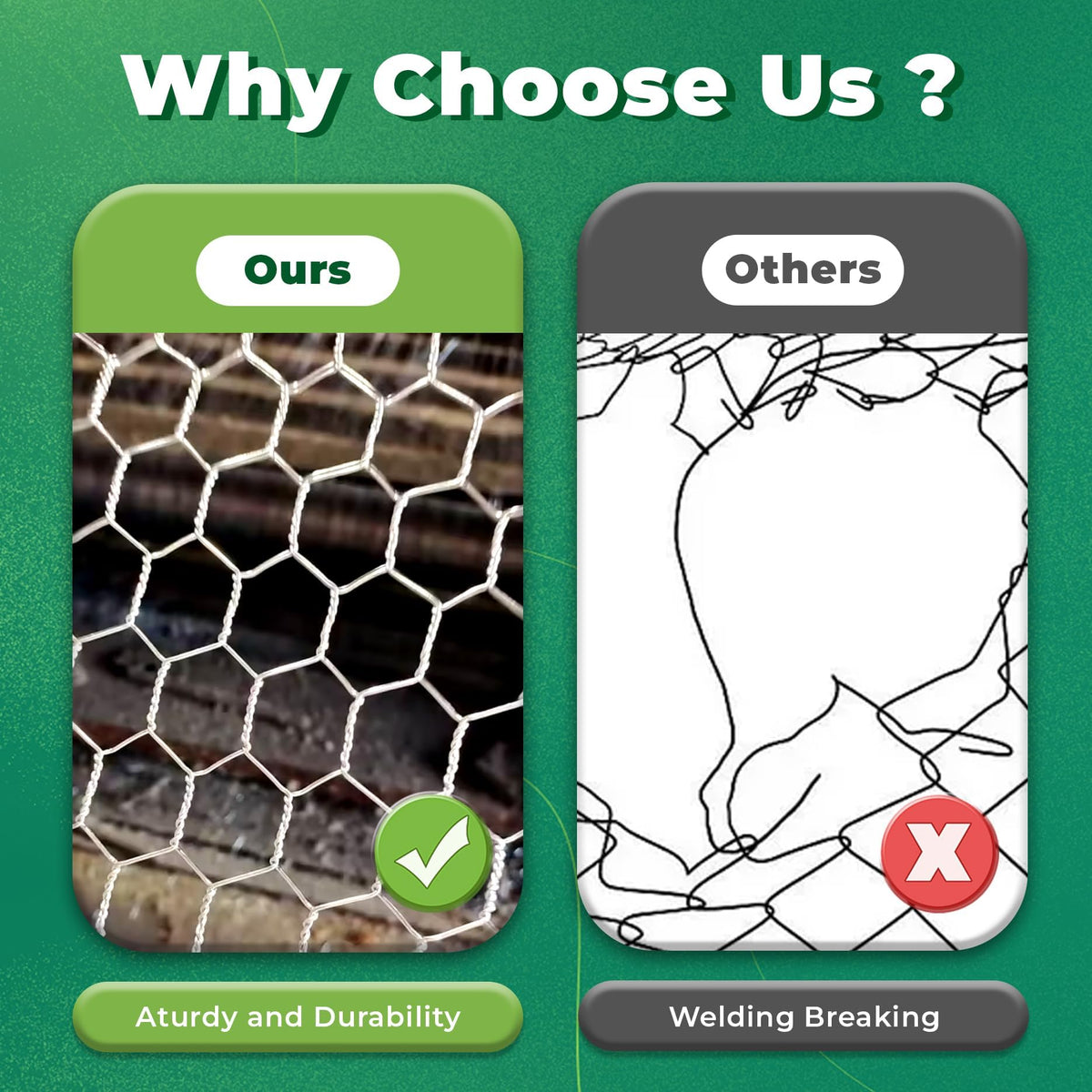 LiGuVCY galvanized iron poultry netting with 2-inch holes for safe containment.