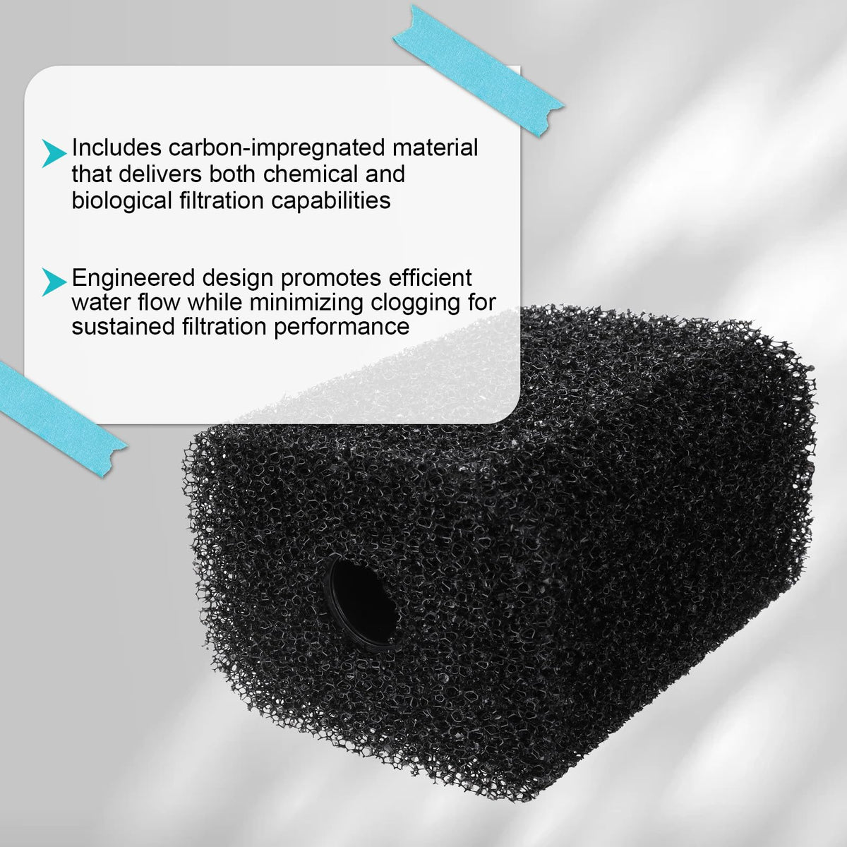 LikeLion carbon-impregnated media detail for chemical filtration.
