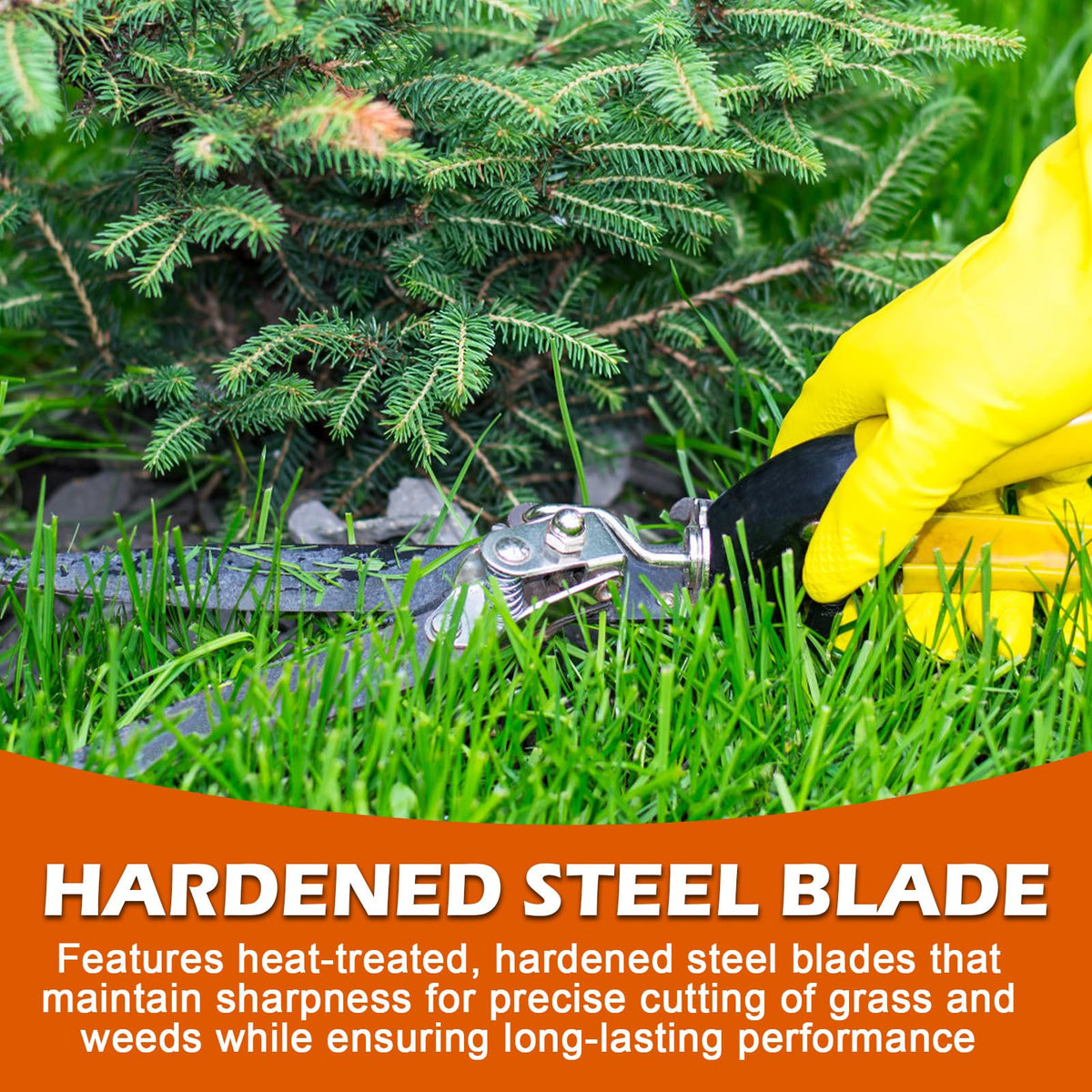 LikeLion grass shears close-up hardened steel blade for long-lasting sharp cuts