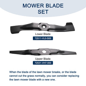 LikeLion 72511-VL0-S00 lower blade closeup for durable sharpness on lawn mowing.