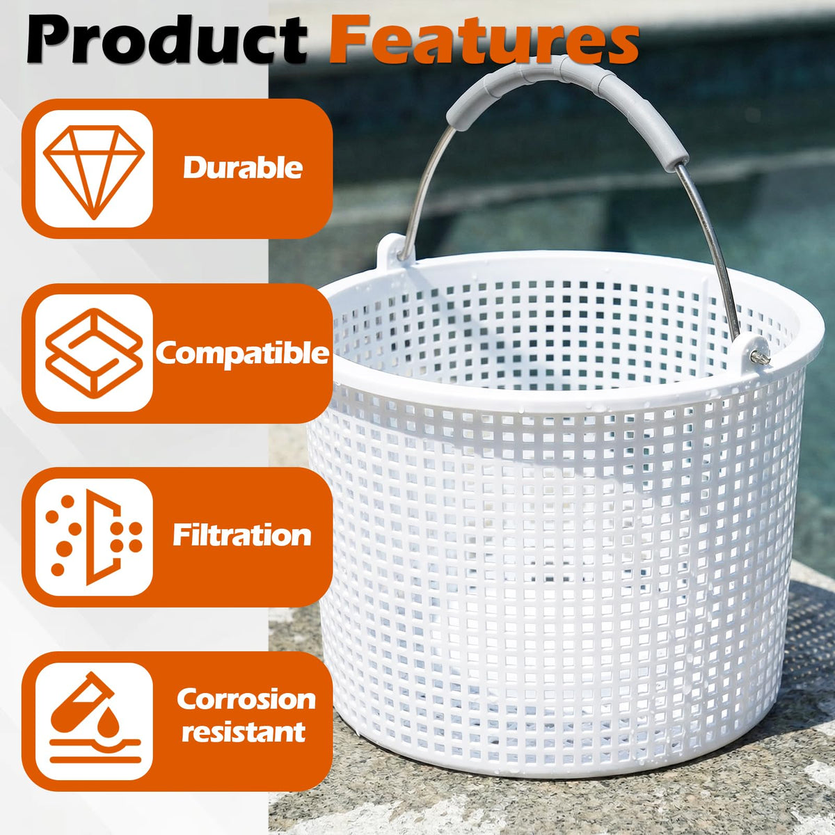 LikeLion SP1082CA basket with EZ grip handle for easy lifting and removal.