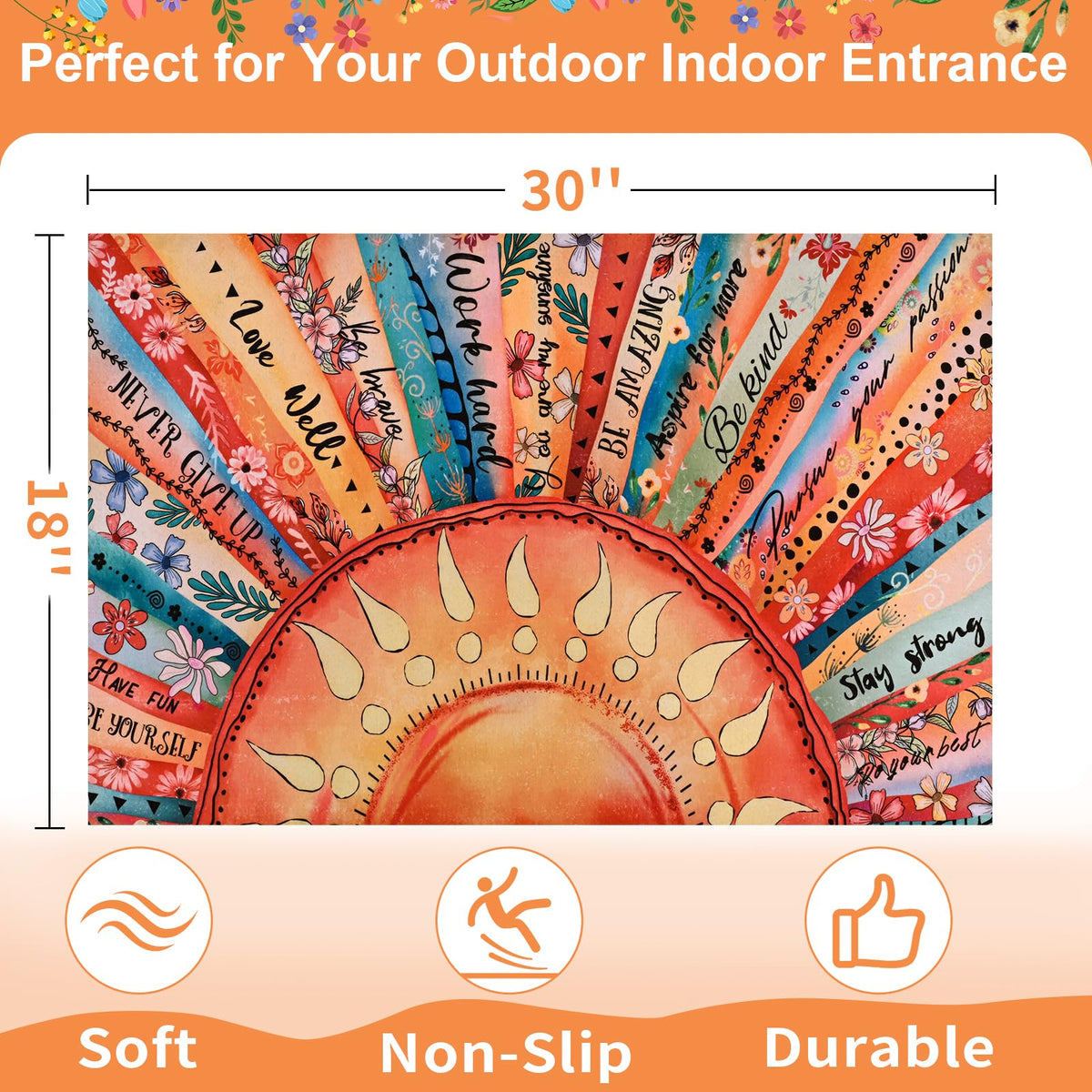 Likiyol 18x30 entryway mat fits most doorways gracefully.