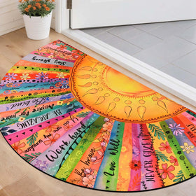 Likiyol sun pattern welcome mat highlights a cheerful entry with durable, non-slip backing.