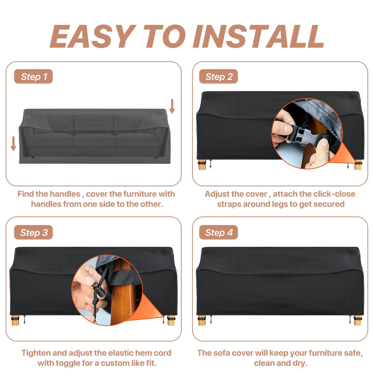 Likorlove 104-inch sofa cover fits 3-seater for snug protection.