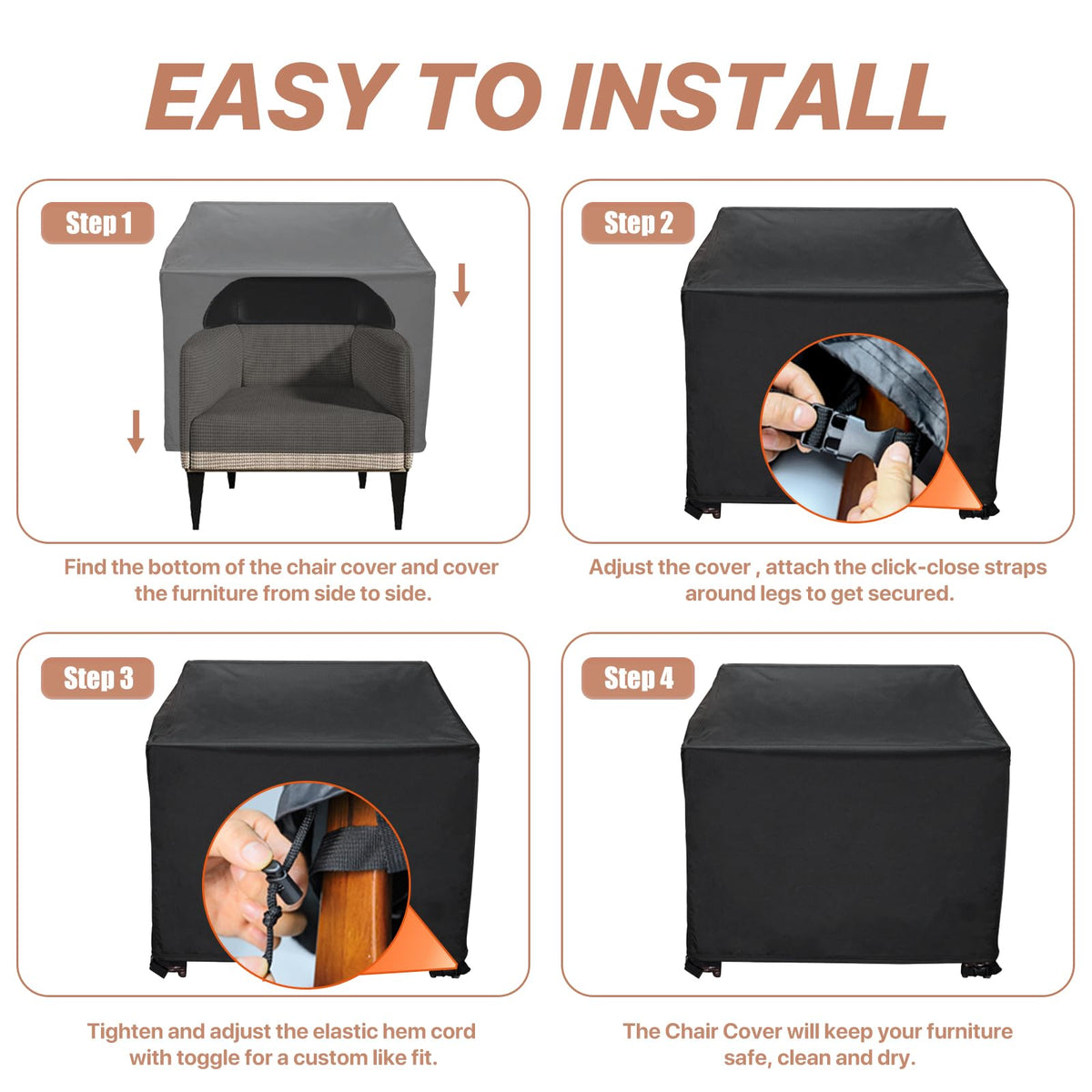 Likorlove easy-clean stain-resistant chair cover cleans with a quick wipe.