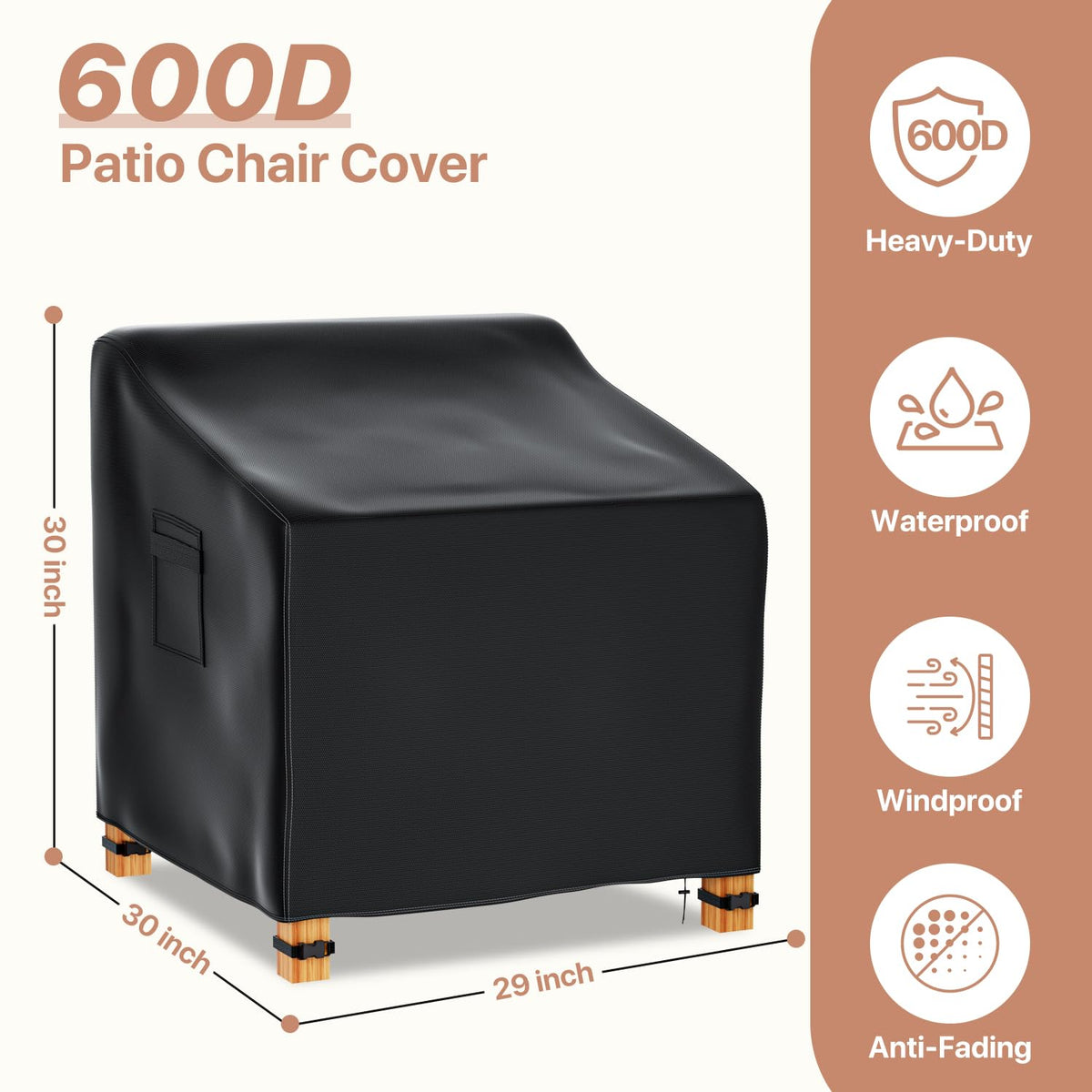 Likorlove heavy-duty 600D chair cover offers durable outdoor protection.