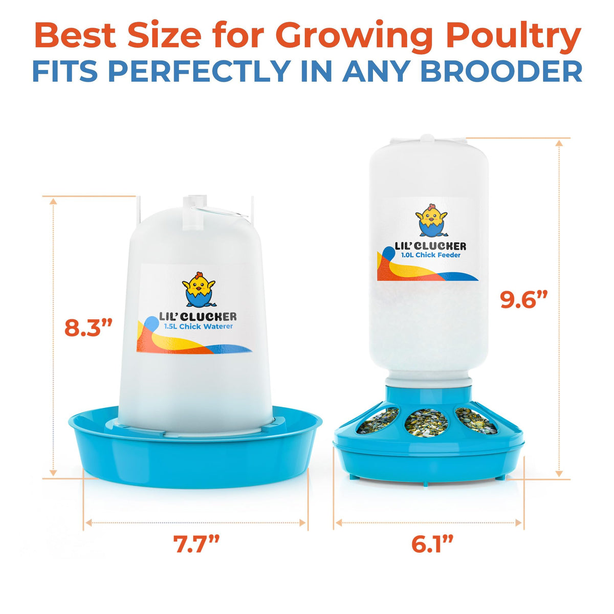 Lil'Clucker Waterer Blue 1.5L — provides clean hydration with anti-leak design.