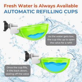 Lil'Clucker waterer cups installation showing 3/8-inch holes for easy setup