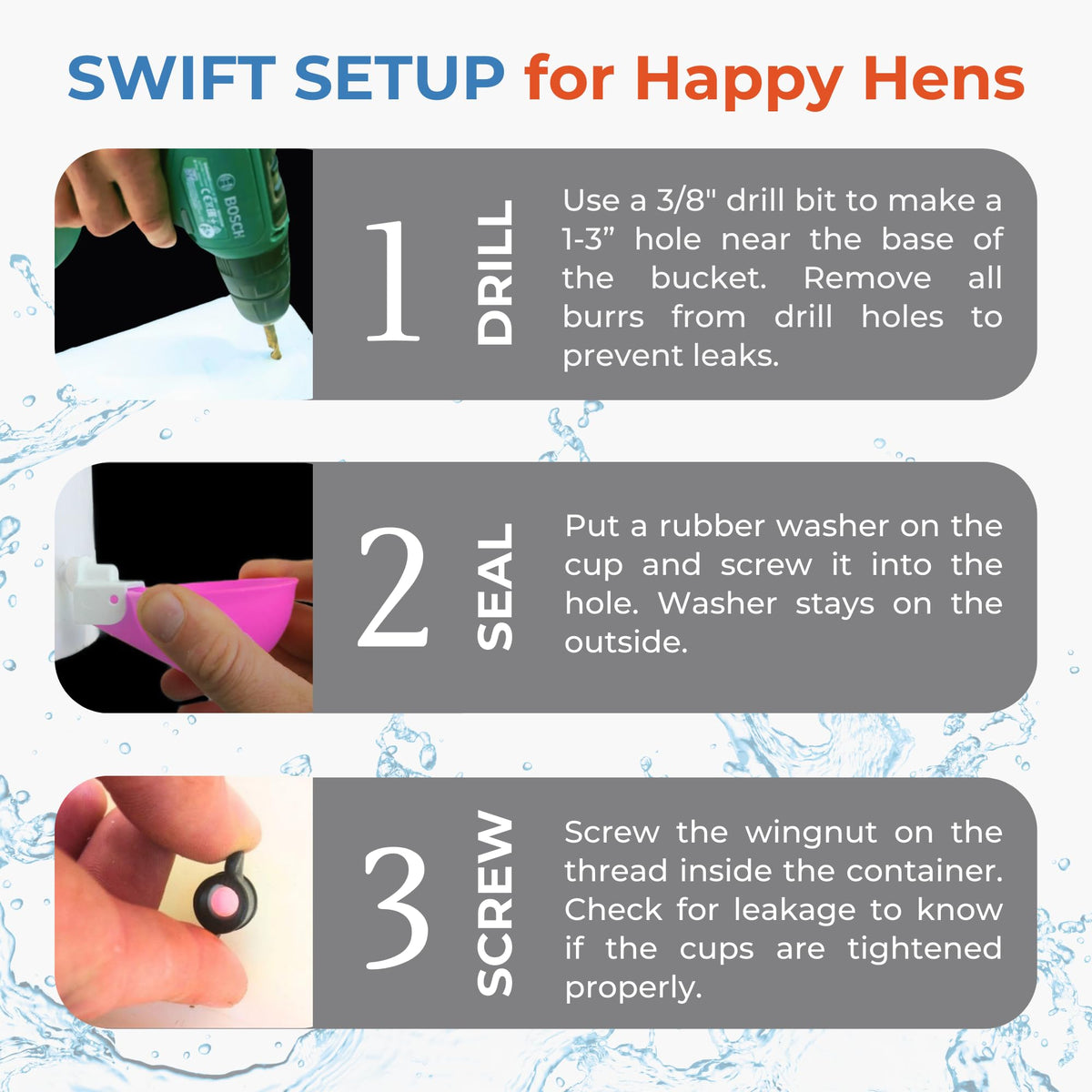 Lil'Clucker poultry waterer – maintains a steady water supply in the coop.