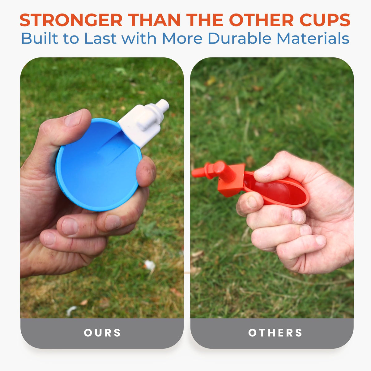 Lil'Clucker waterer cups for geese and turkeys ensuring steady drinking.