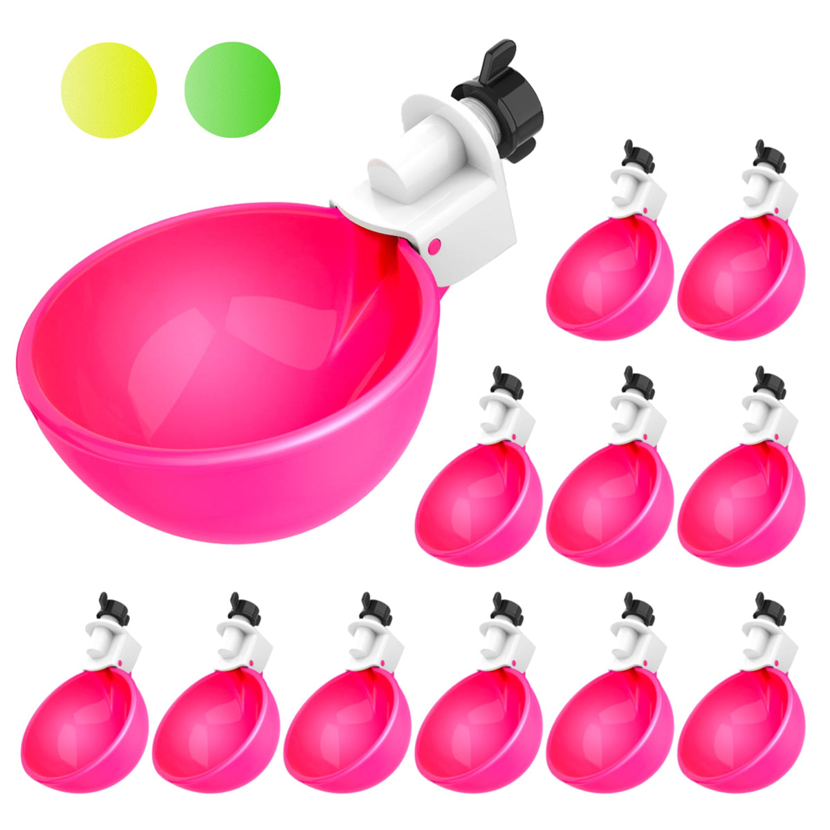 Lil'Clucker pink waterer cups – durable design for steady flock hydration.