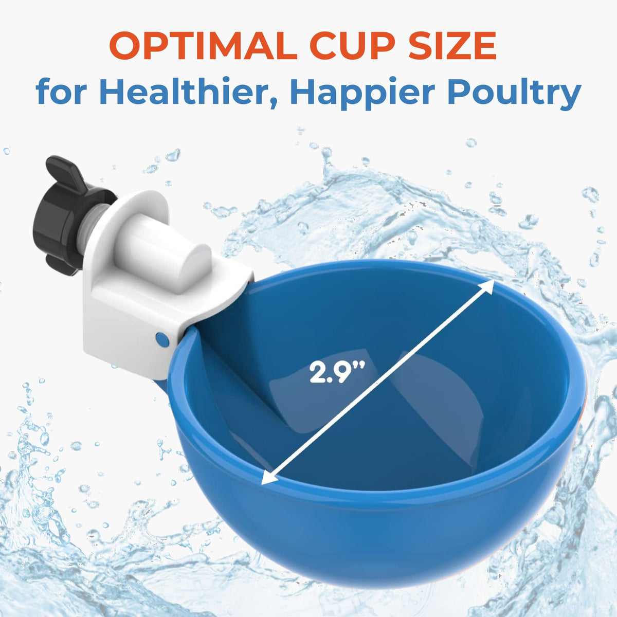 Lil'Clucker waterer cups for rabbits helping reliable access to water.