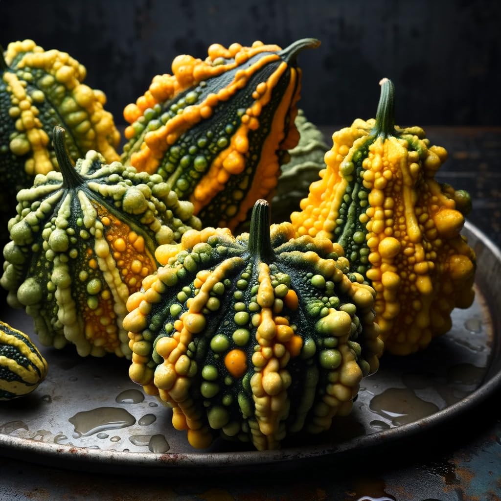 Liliana's Garden Lunch Lady bottle-shaped gourds ideal for drying, painting, and seasonal decorations.