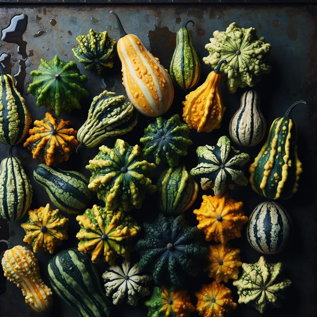 Liliana's Garden Lunch Lady round gourds for rustic autumn decor and craft display.