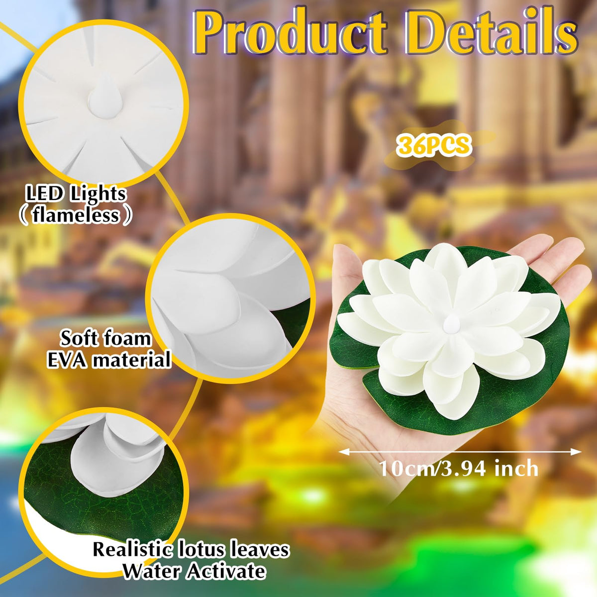 Liliful 36-pcs lotus lights illuminate ponds and garden features