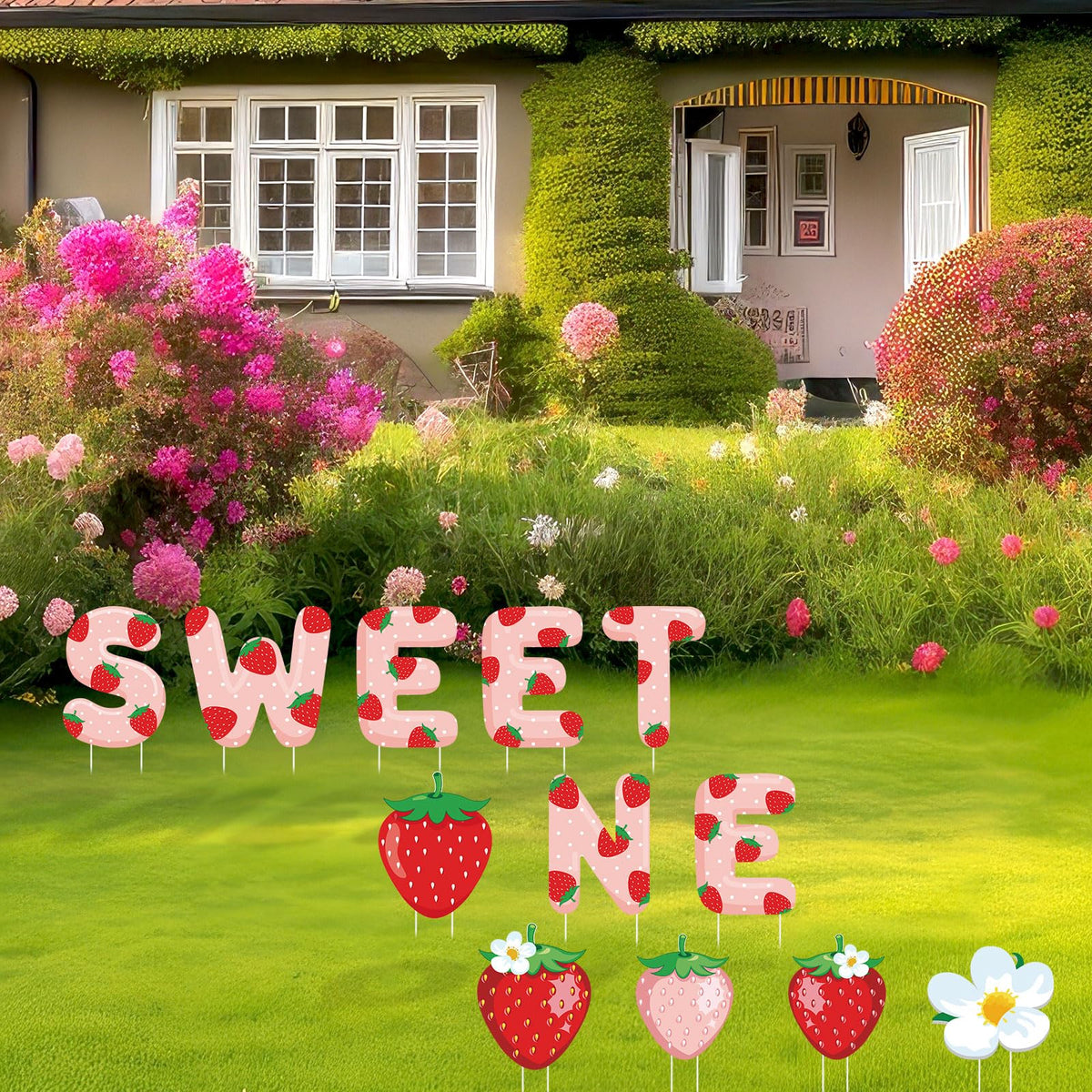 Liliful strawberry yard decor adds color and charm to baby showers and garden celebrations