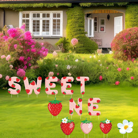 Liliful strawberry yard decor adds color and charm to baby showers and garden celebrations