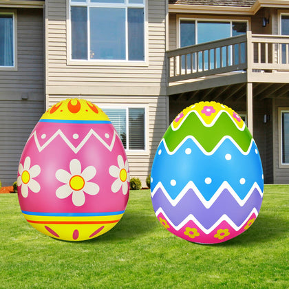 Liliful giant inflatable Easter egg front view enhances outdoor yard decor