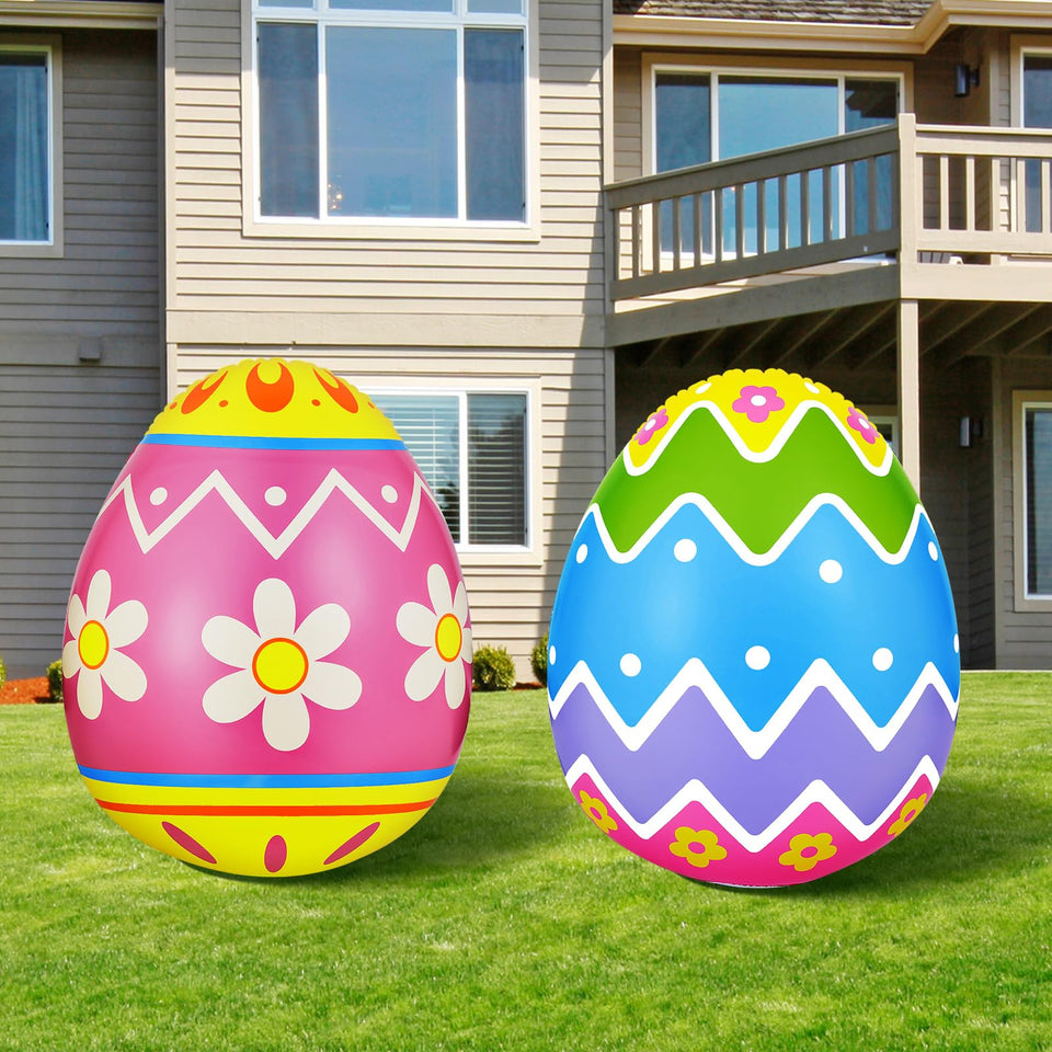 Liliful giant inflatable Easter egg front view enhances outdoor yard decor
