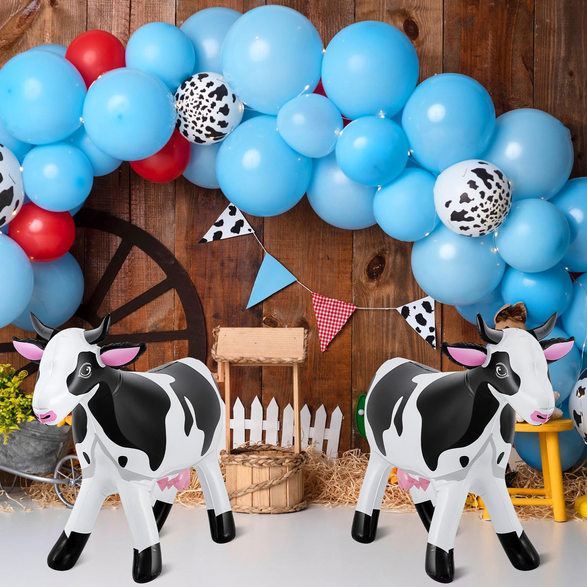 Liliful inflatable cow with realistic design adds playful ambiance.