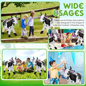Liliful inflatable cow offers versatile decoration for pools, gardens, and events.