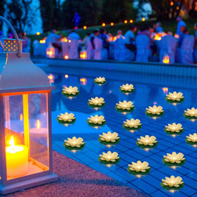 Liliful lotus floating light water activated for pond ambience