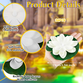 Liliful lotus petals glow in pool for decorative lighting