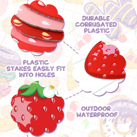 Liliful strawberry pattern yard sign design boosts visibility and garden decor appeal