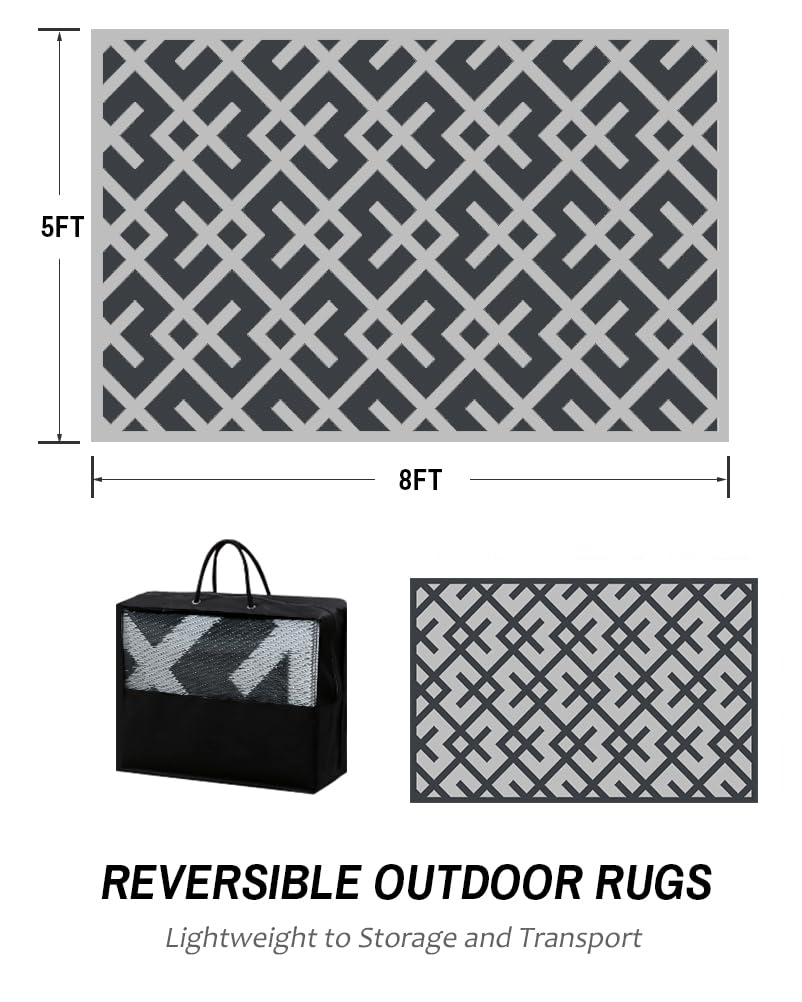 LILIOFFIC reversible outdoor rug showing two color options
