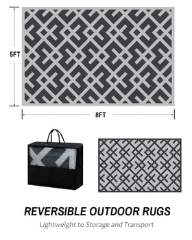LILIOFFIC reversible outdoor rug showing two color options