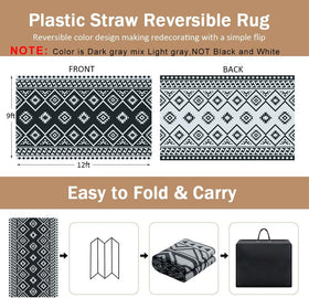 LILIOFFIC RV outdoor mat grey, waterproof and easy to clean after camping or road trips.