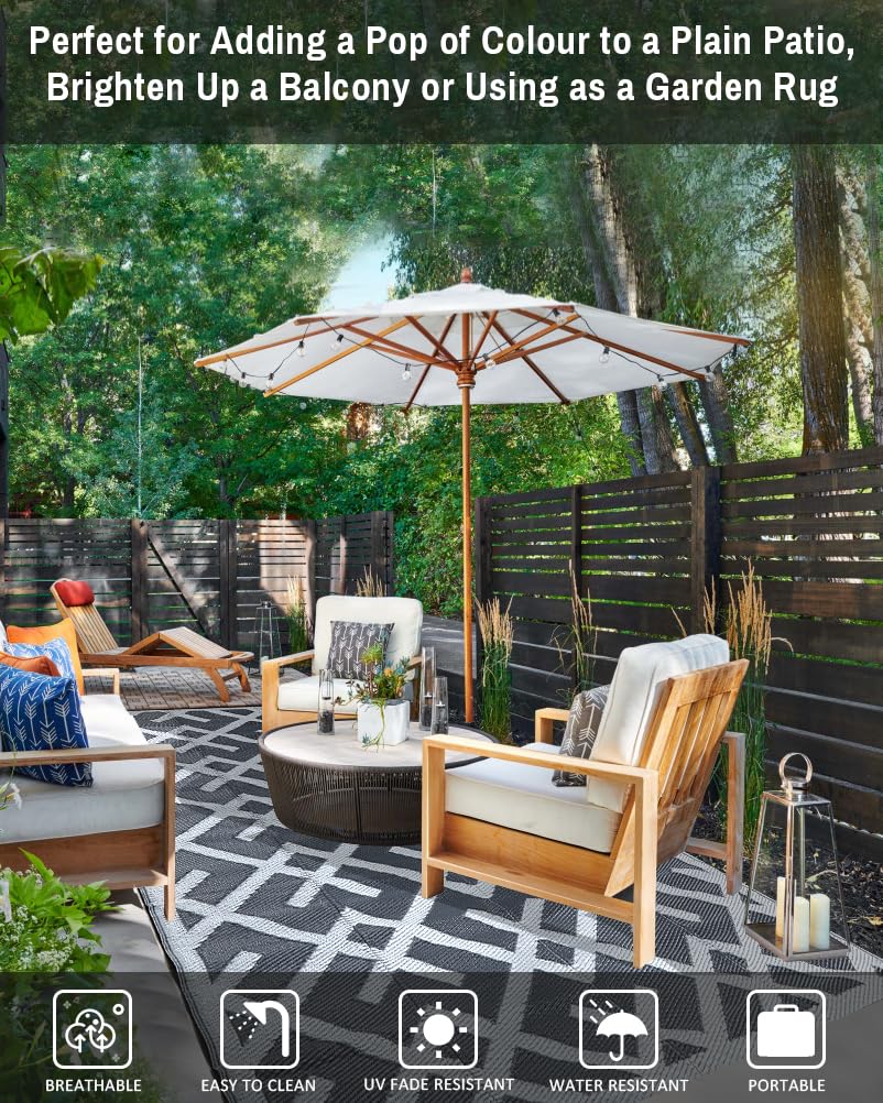 LILIOFFIC UV-resistant outdoor rug preserves color vibrancy
