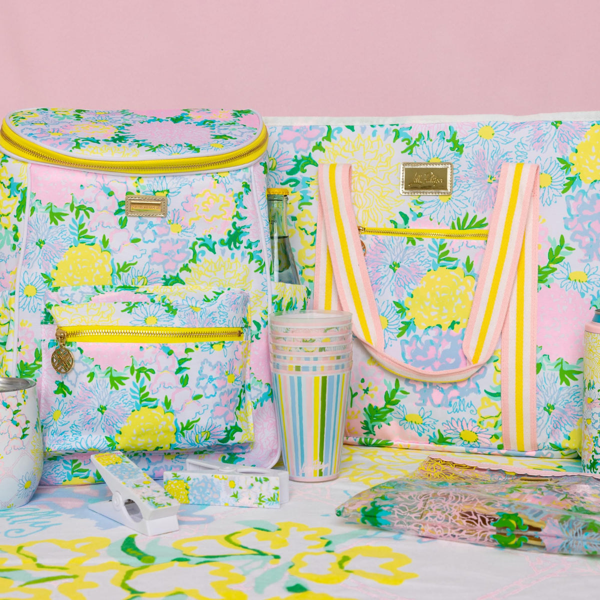 Lilly Pulitzer insulated backpack cooler durable cotton canvas for everyday use.