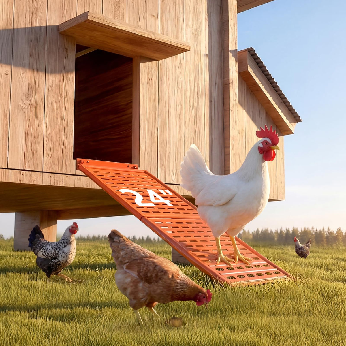 Lilyang heavy-duty coop ladder ramp with weather-resistant finish for outdoor use