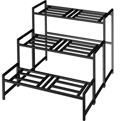 Lilybud Lily 3-tier plant stand showcasing indoor and outdoor plants with a sturdy metal frame