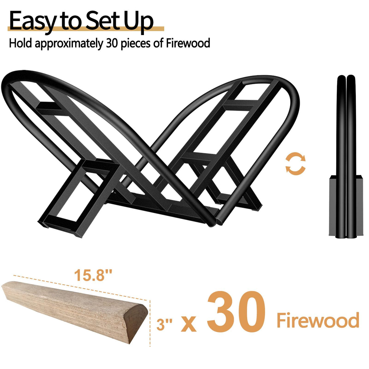Lilybud Lily Firewood Rack with non-slip feet protects floors during use.