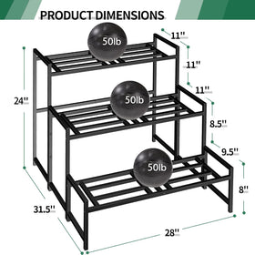 Lilybud stackable plant shelf arranged with different pot sizes