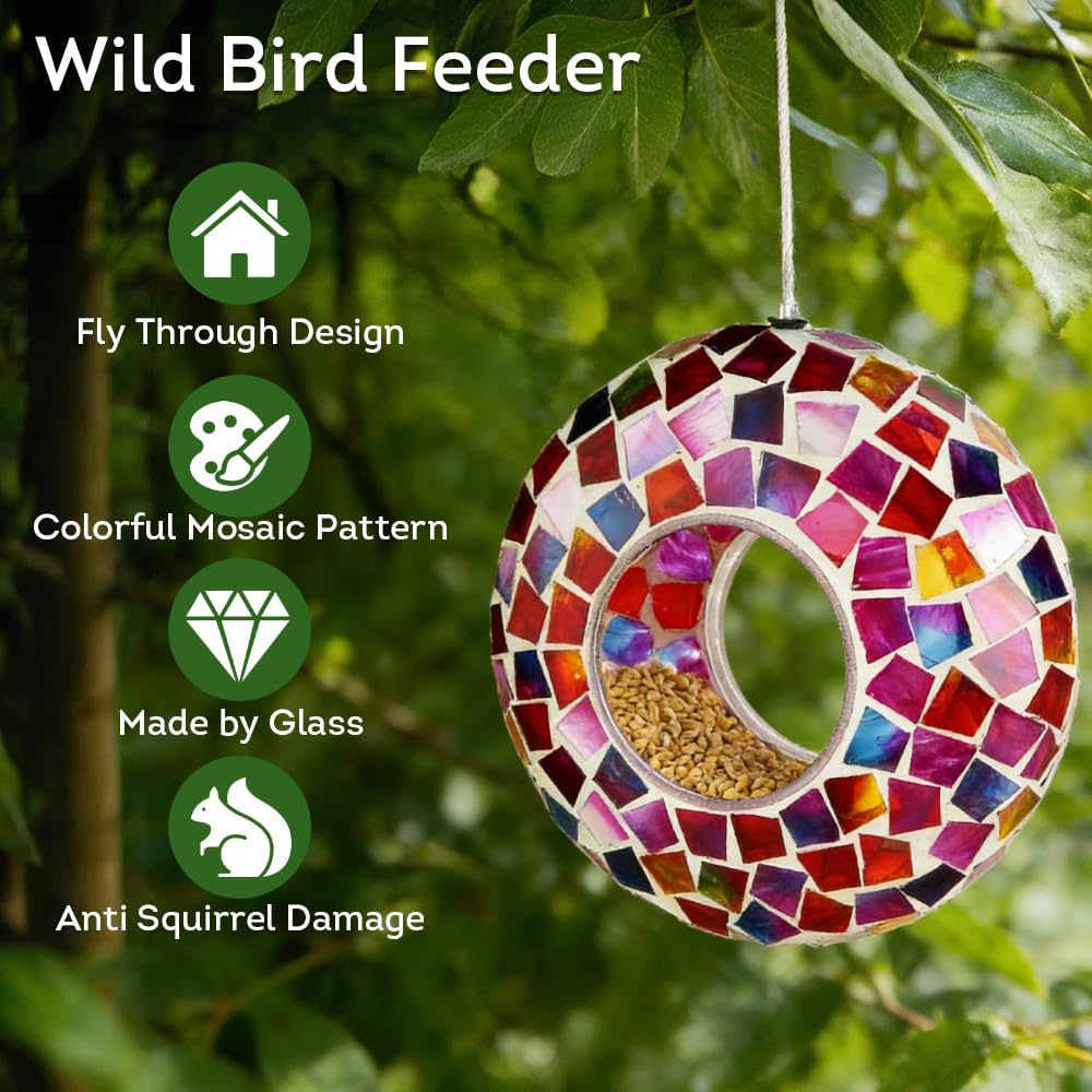 Lily's Home garden decor feeder adds color while welcoming feathered visitors.