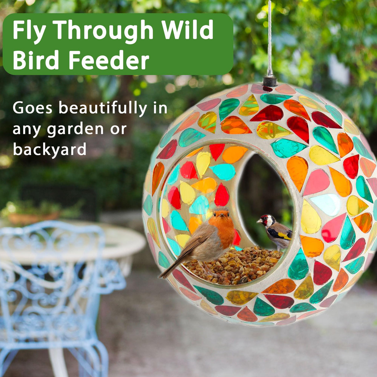 Lily's Home fly-through design invites birds to approach, feed, and depart with ease