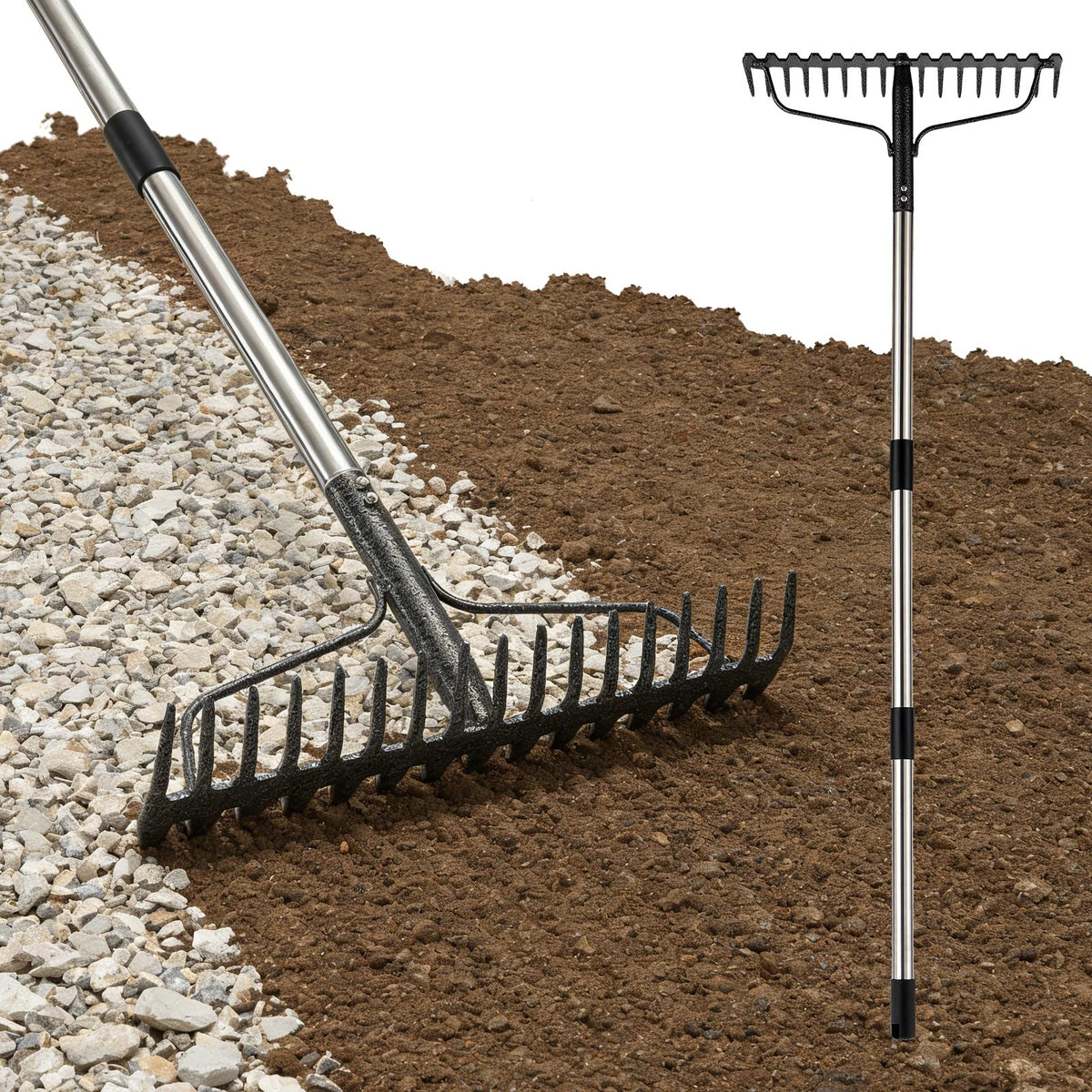 Lilyvane 4ft bow rake head shows sturdy metal construction for tough soil work