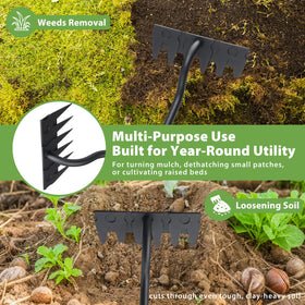 Lilyvane 6-tine weed rake blade for fast, efficient soil loosening.