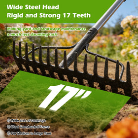 Lilyvane adjustable-handle rake demonstrates customizable length for comfortable use