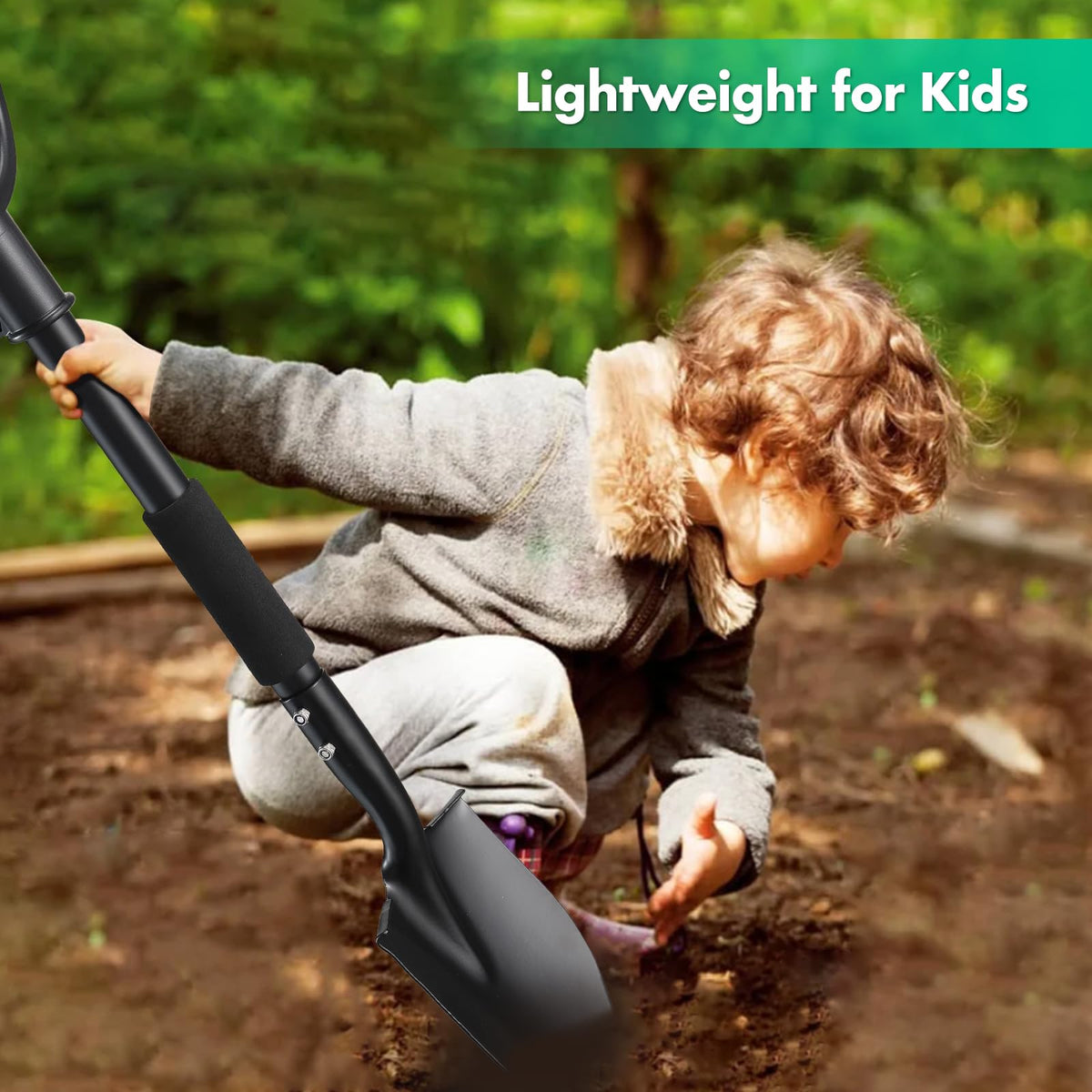 Lilyvane collapsible digging shovel stores compactly for emergencies.