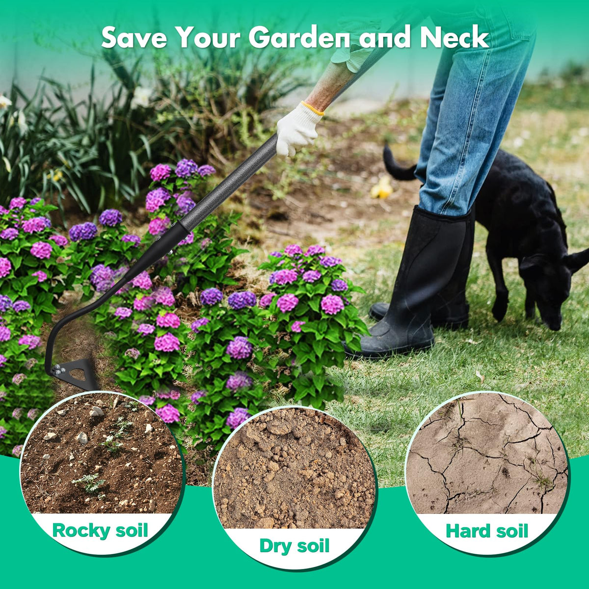 Lilyvane compact hollow hoe design fits in small garden sheds