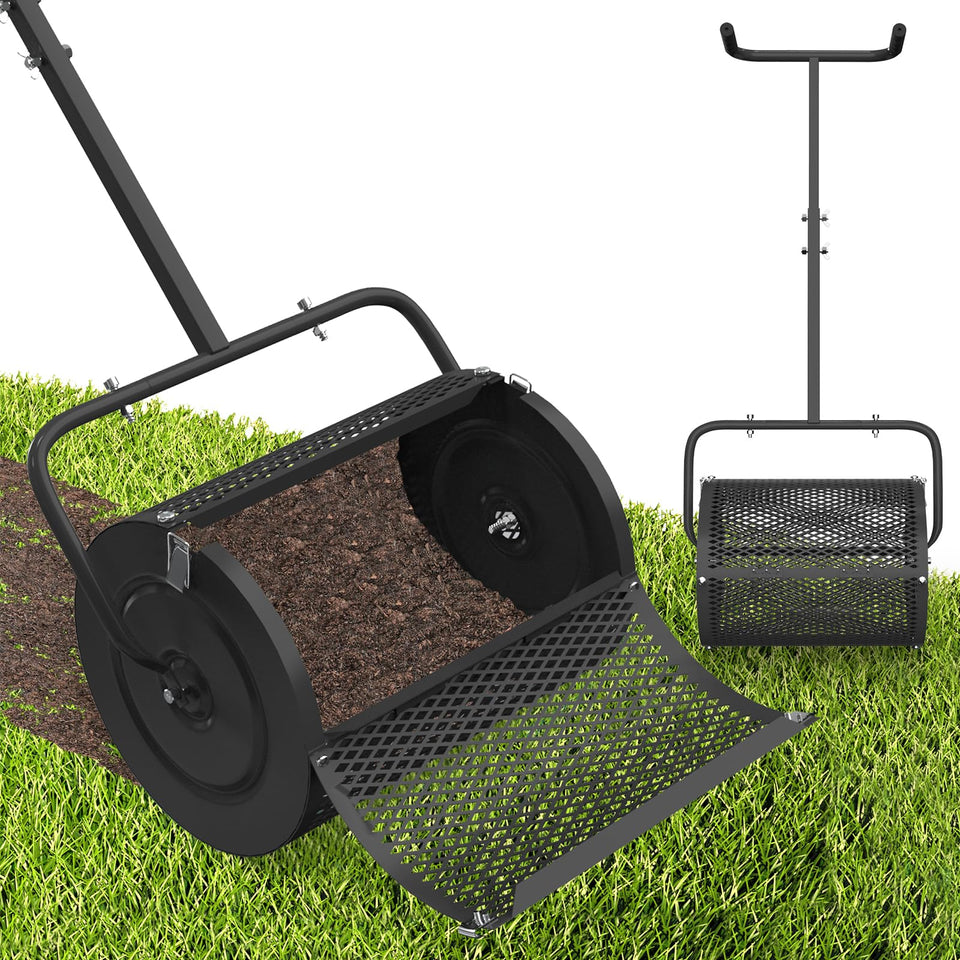 Lilyvane compost spreader 24-inch basket for even lawn distribution.