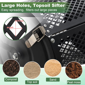 Lilyvane mesh basket filters debris for precise material spreading.